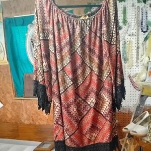 Wrangler Dress Or Tunic Pattern With Lace Trim Arms And Bottom Of Dress